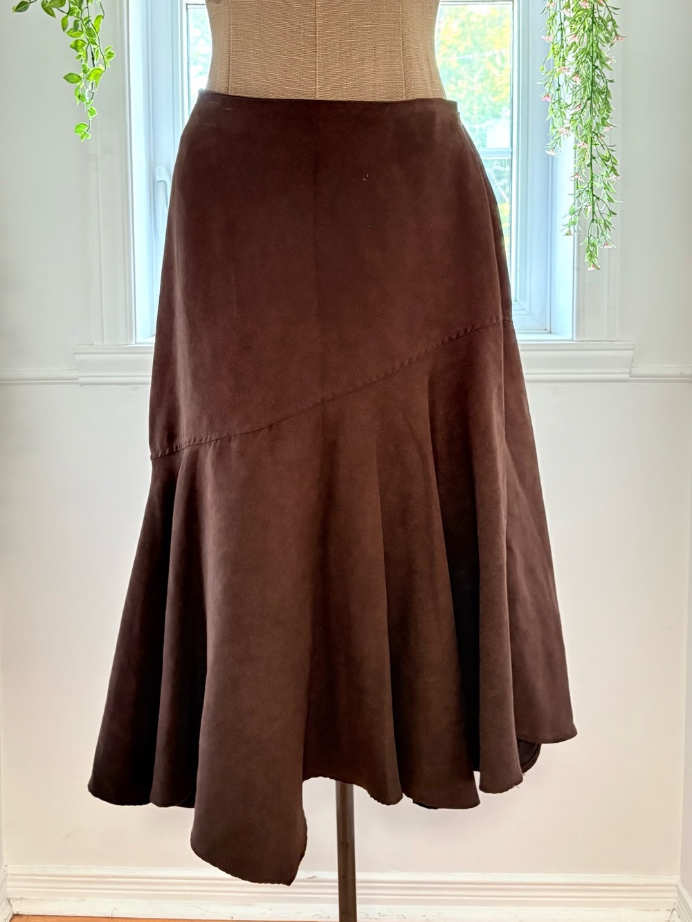 Jessica Brown Suede A-Line Flared Midi Skirt